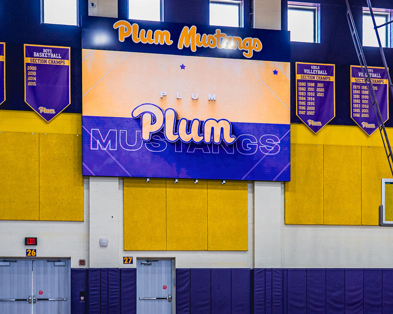 LED video dispaly in high school gymnasium