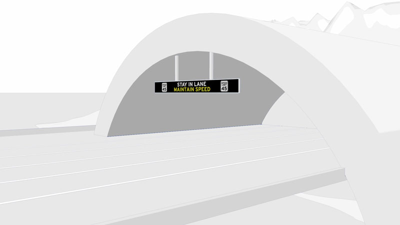 led sign at tunnel entrance