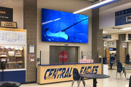 Video display in school entrance