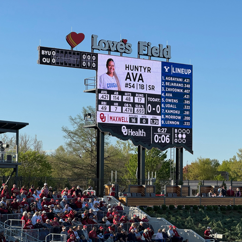 University of Oklahoma Softball Video Board and Players
